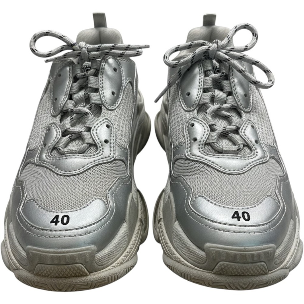 Balenciaga Triple S Metallic Silver Sneakers 524039 W2FS2 8100 Size 40